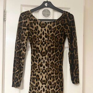 Leopard print long sleeve mini dress